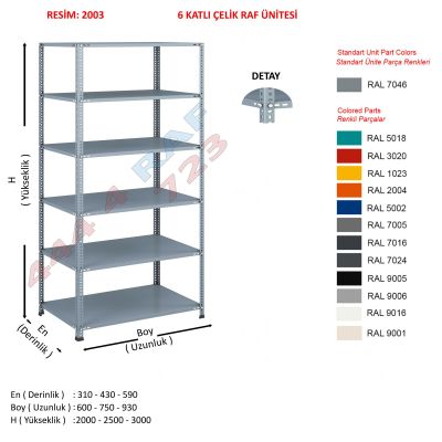 6 Katlı Çelik Raf Ünitesi · Seri C