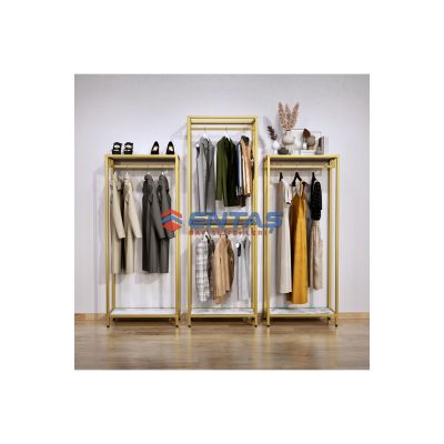 Mağaza Askılık Raf Sistemi 360×220 cm Gold