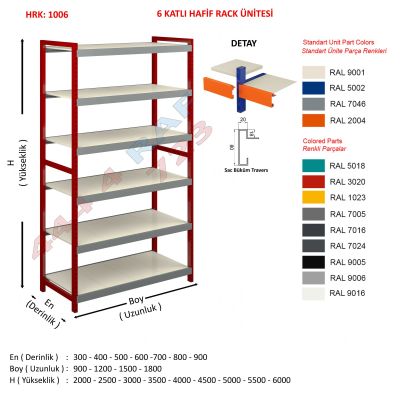 6 Katlı Hafif Rack Raf · Sac büküm