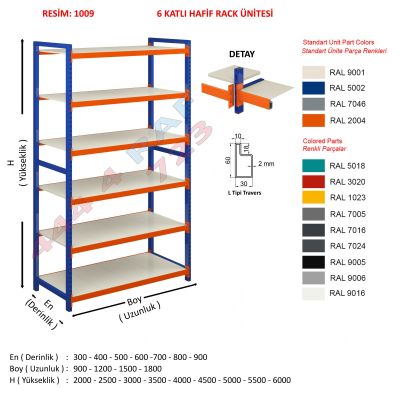 6 Katlı Hafif Rack Depo Rafı · Model 10
