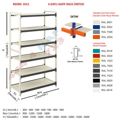 6 Katlı Hafif Rack Depo Rafı · Model 13