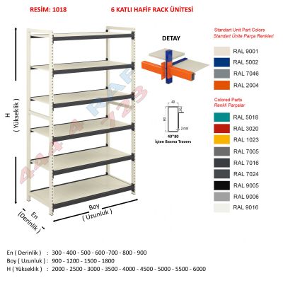 6 Katlı Hafif Rack Depo Rafı · Model 19