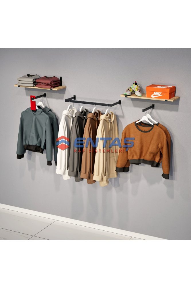 Mağaza Askılık Raf Sistemi 250×220 cm Siyah