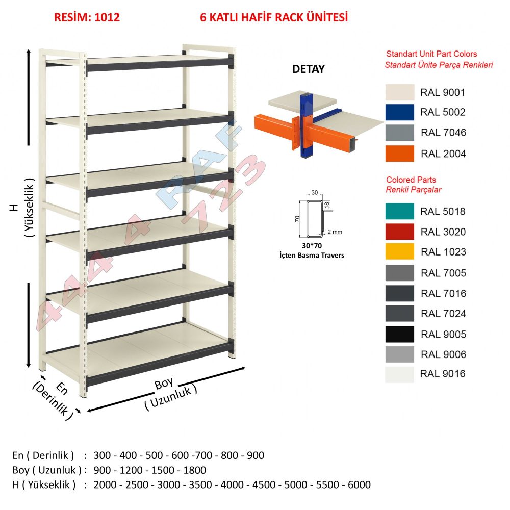6 Katlı Hafif Rack Depo Rafı · Model 13