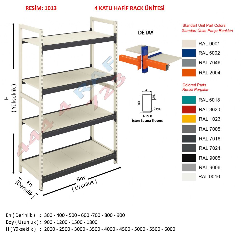 4 Katlı Hafif Rack Depo Rafı · Model 14