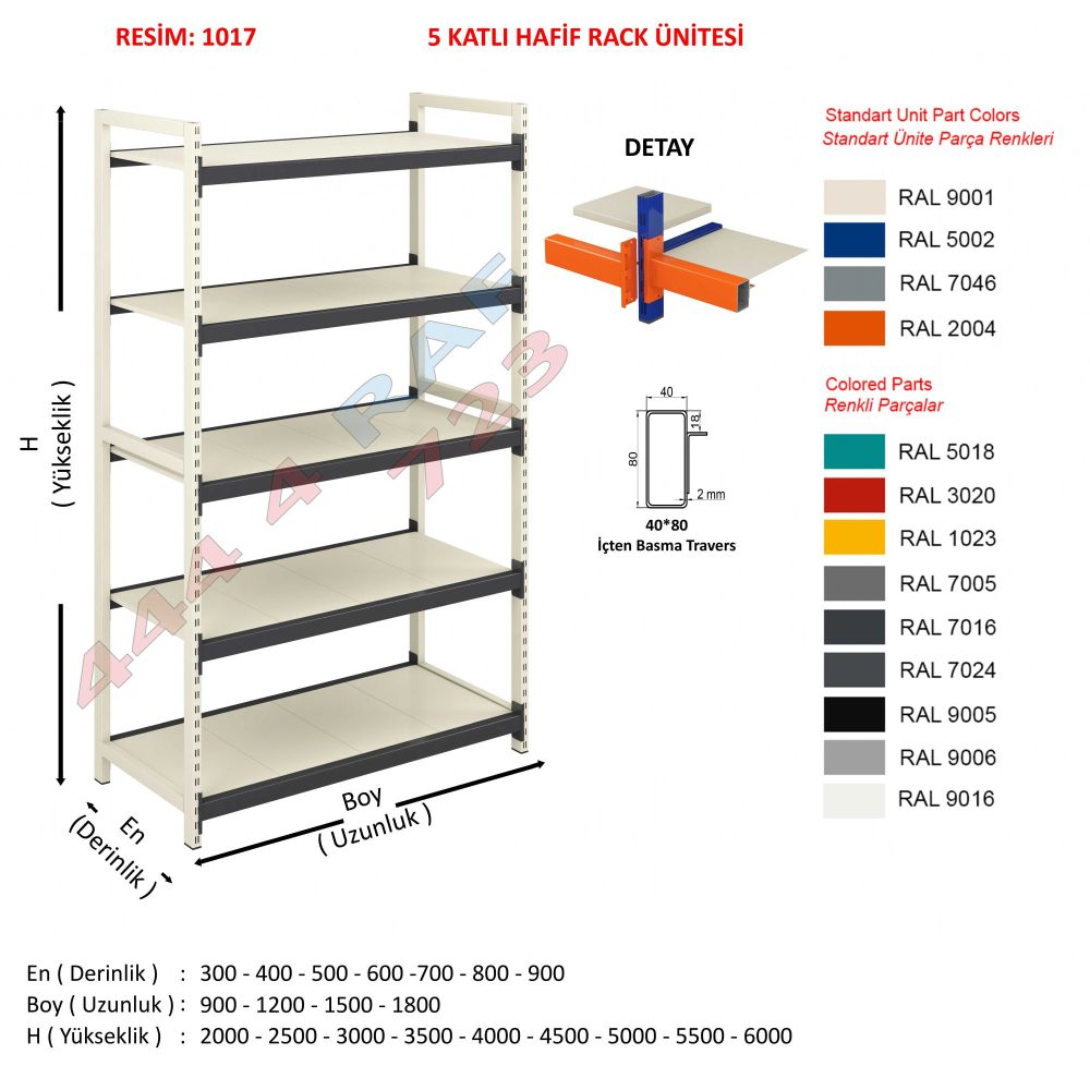 5 Katlı Hafif Rack Depo Rafı · Model 18