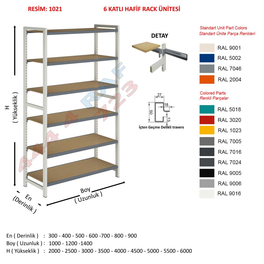 6 Katlı Hafif Rack Depo Rafı · Model 22
