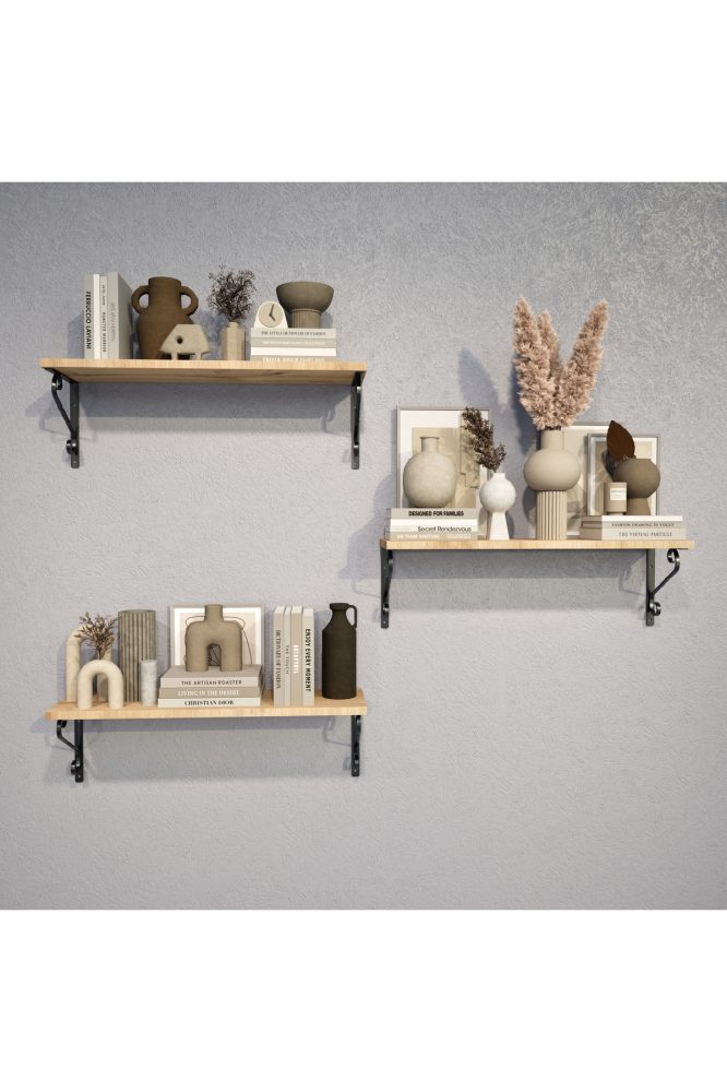 3’li Set Ferforje Raf Destek Kolu 20×60 cm