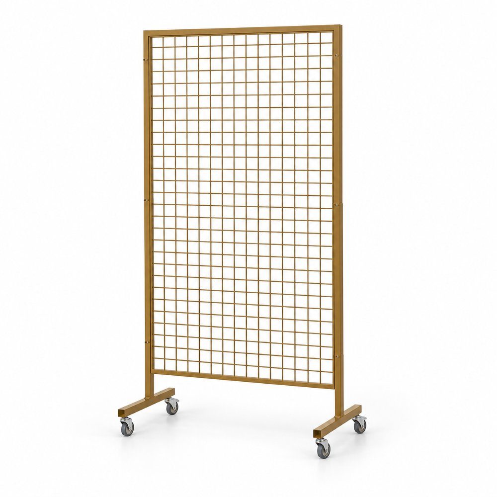 Tekerlekli Profil Ayaklı Sık Telli Tel Raf 90×150 cm Gold